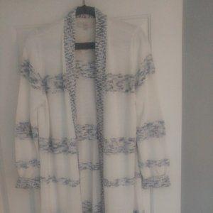 LOFT Marled Stripe Open Cardigan - XL